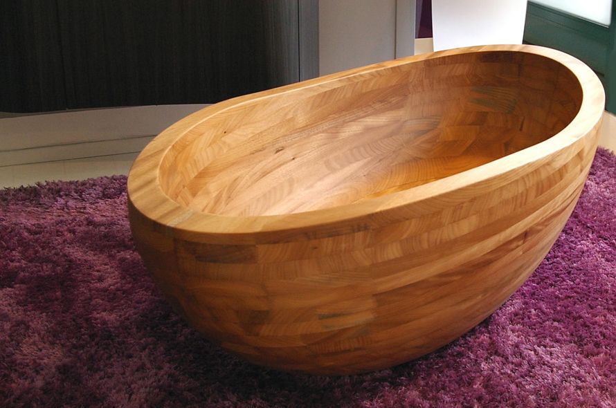 Agape深色木质矩形浴缸